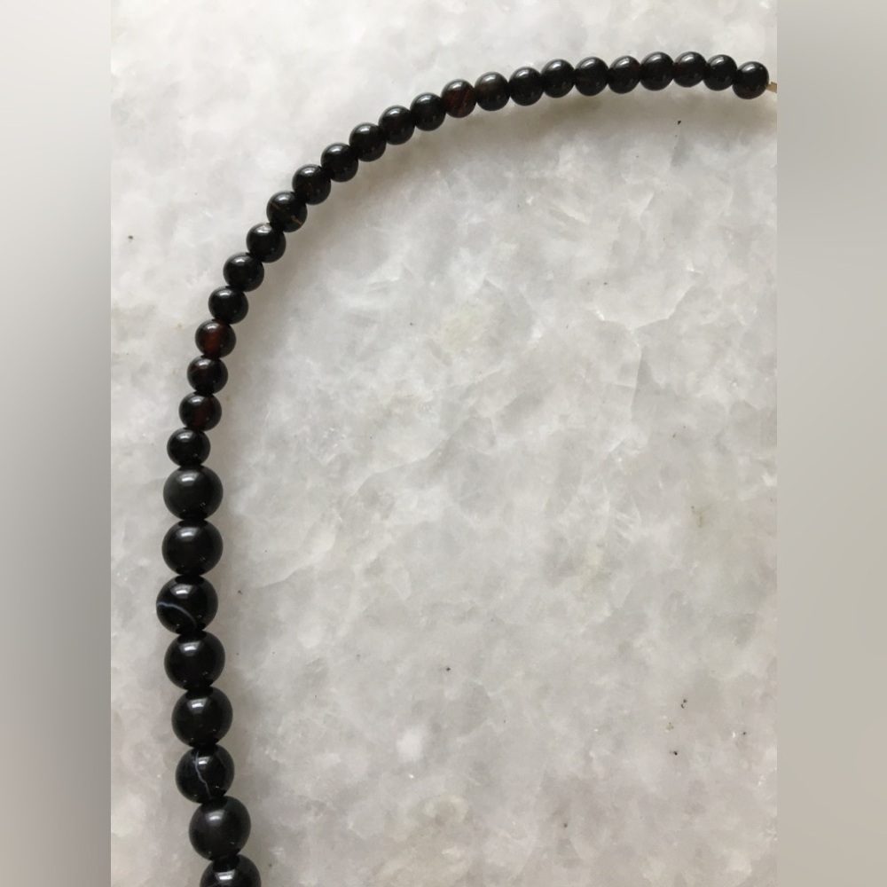 Peace Necklace | Handcrafted with black onyx and black agate beaded 18” necklace - Picture 13 of 16